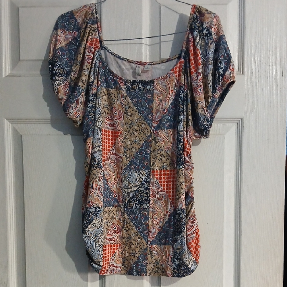 Chic Multicolor Patchwork Blouse